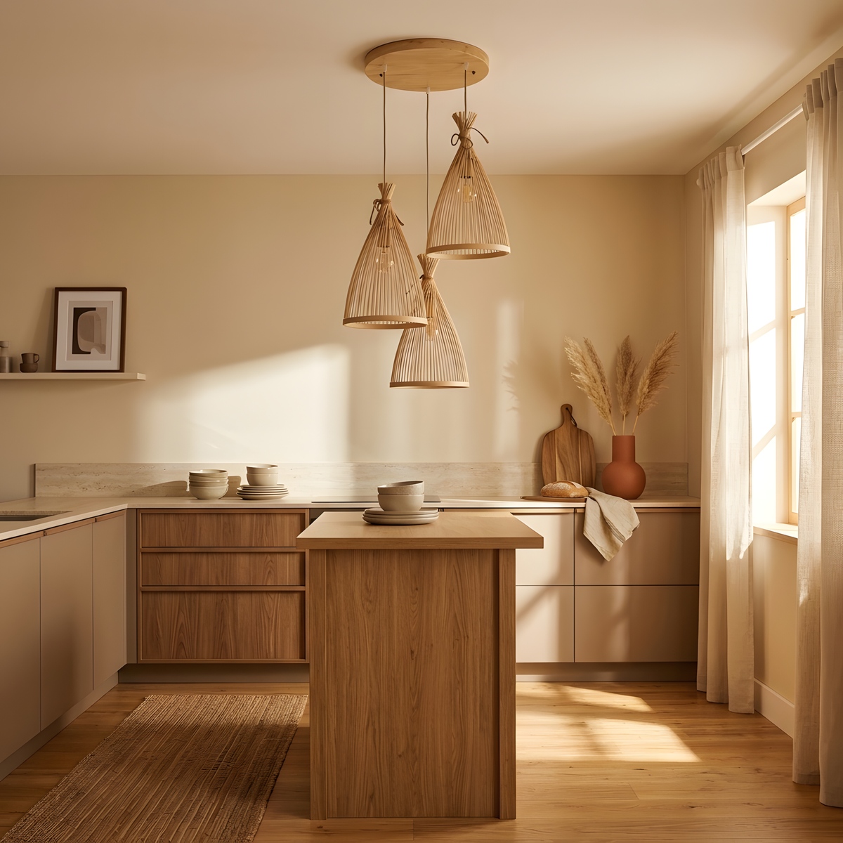 Torena suspension bambou, lumière du soir