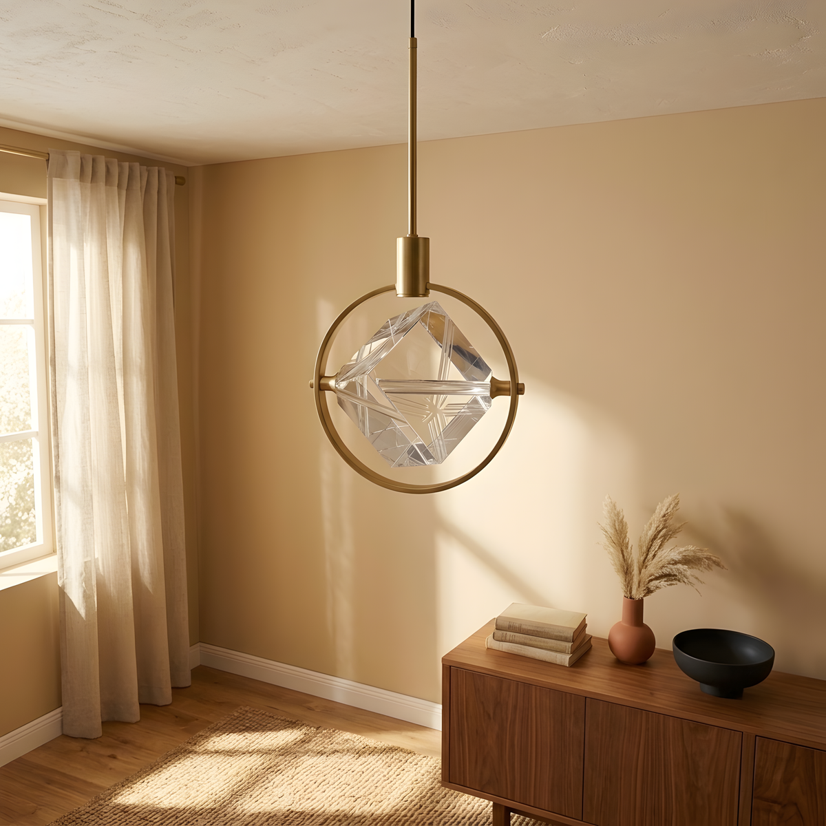 Vantea suspension ondulée dorée, coin repas