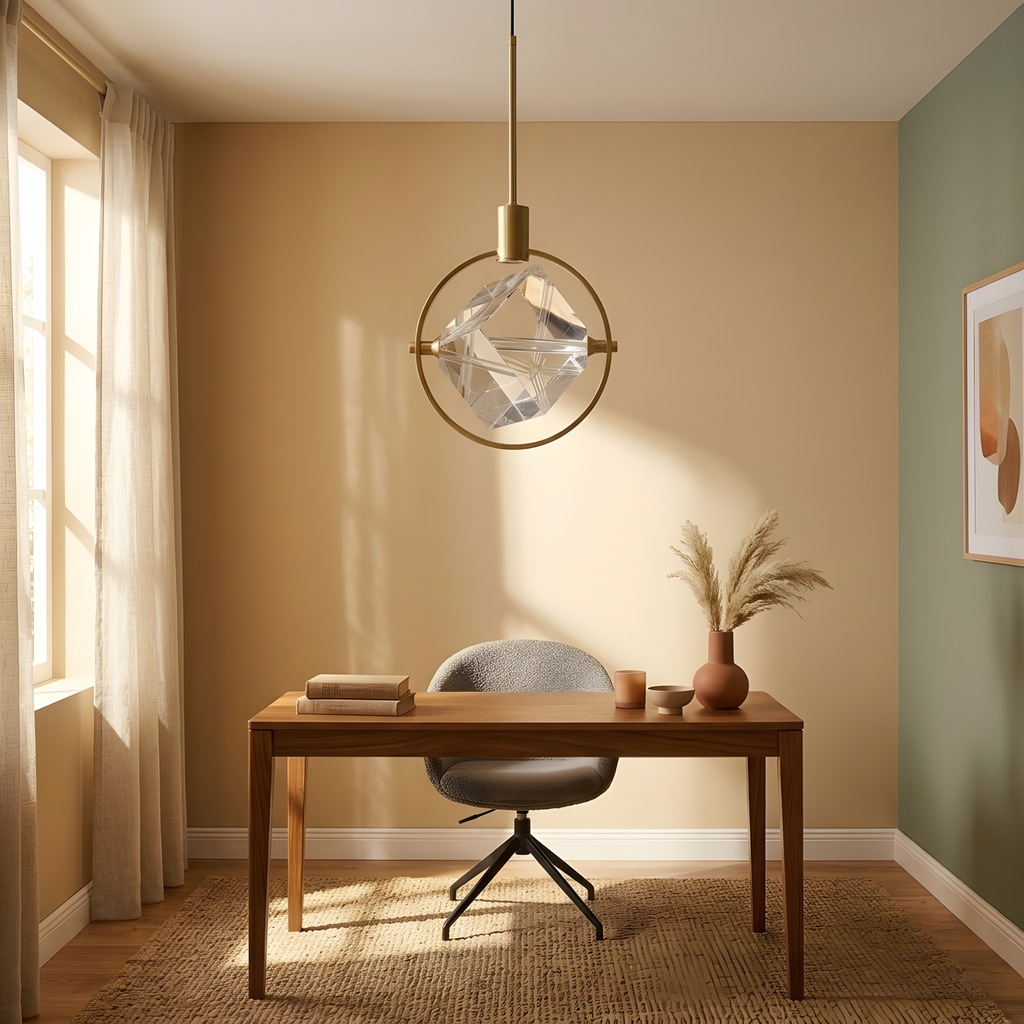 Vantea suspension ondulée dorée, lumière du soir