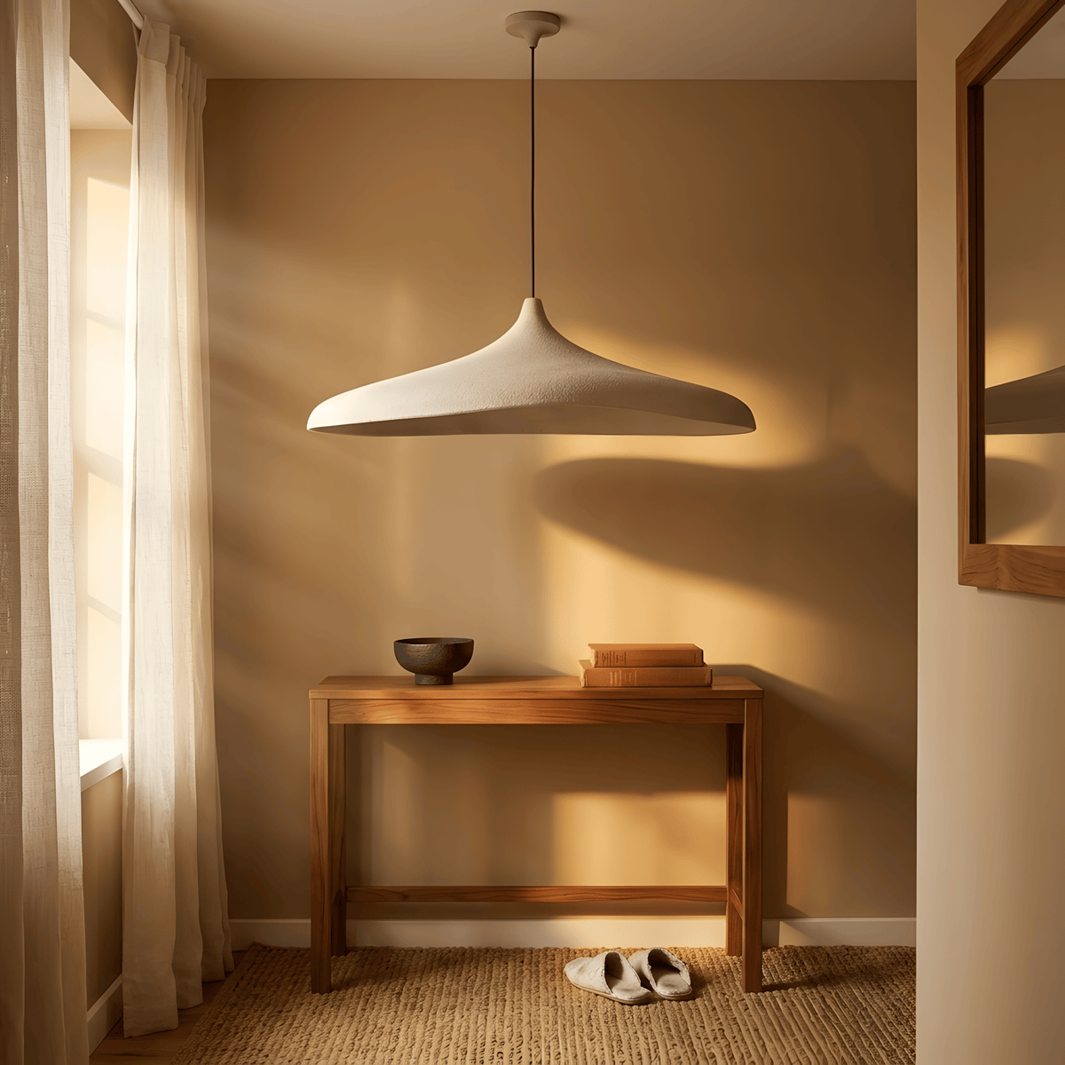 Wabilo suspension micro-ciment dans un salon lumineux