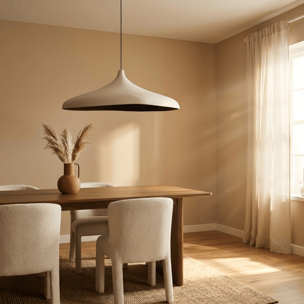 Wabilo suspension micro-ciment au-dessus d'une table à manger, de jour