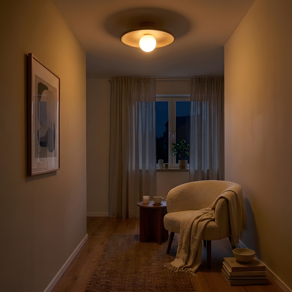 Zenwood plafonnier bois, ambiance chambre