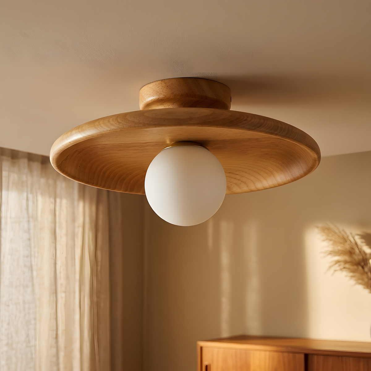 Zenwood plafonnier bois, ambiance salon